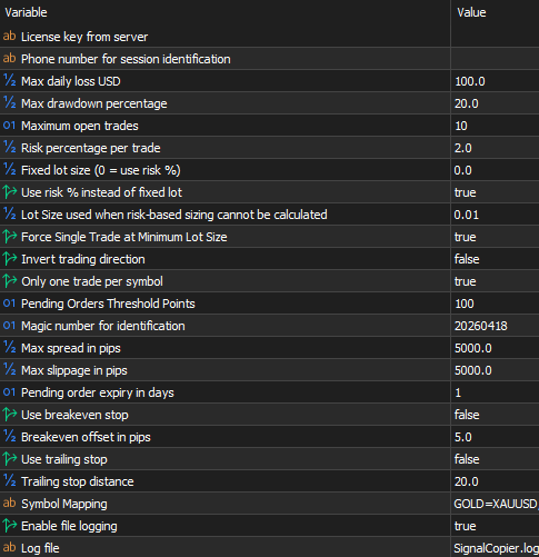 MT5 EA Advanced Settings